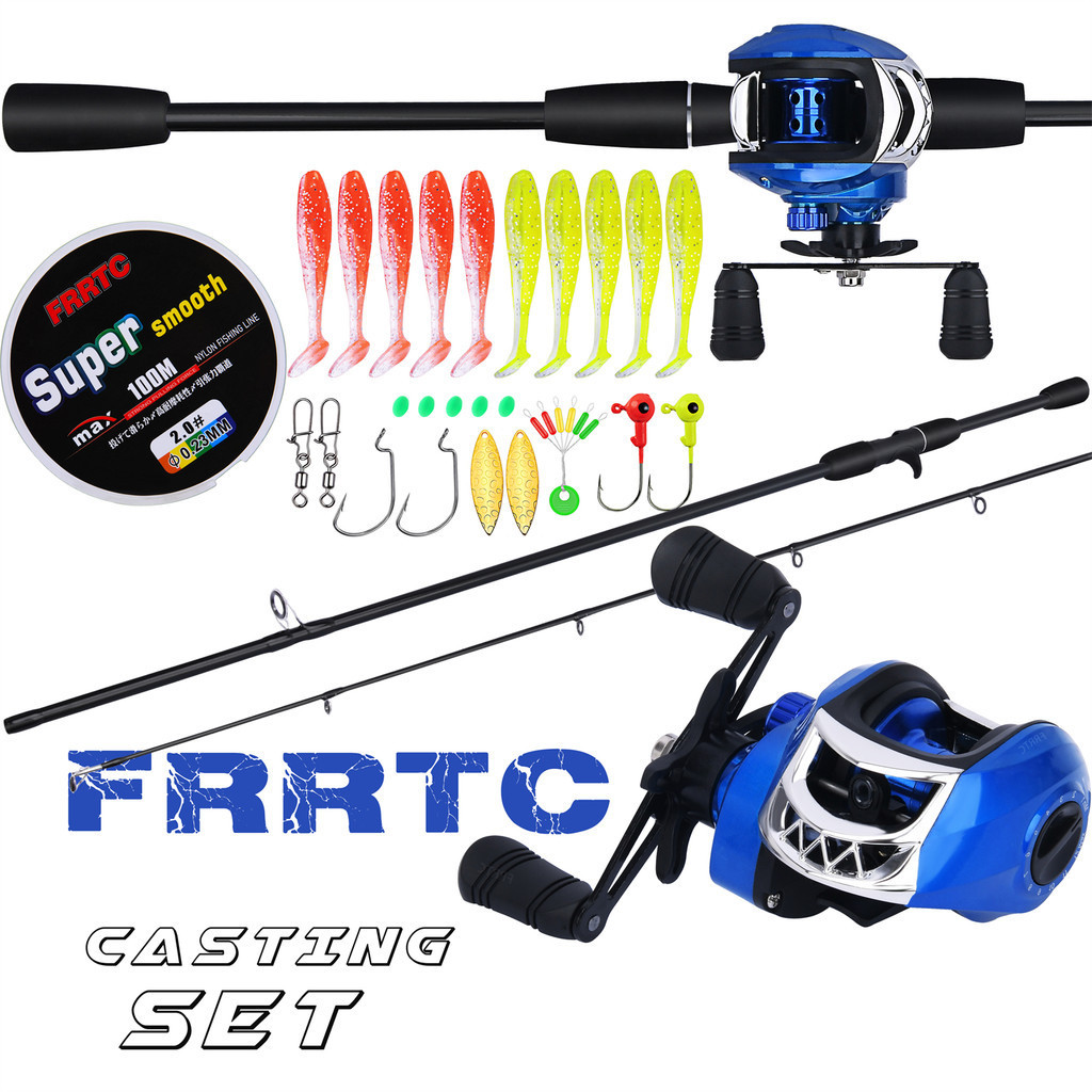 Frrtc คันเบ็ดคาร์บอนไฟเบอร์ 2 ส่วนและชุดคอมโบรอกหล่ออัตราส่วนความเร็วสูง