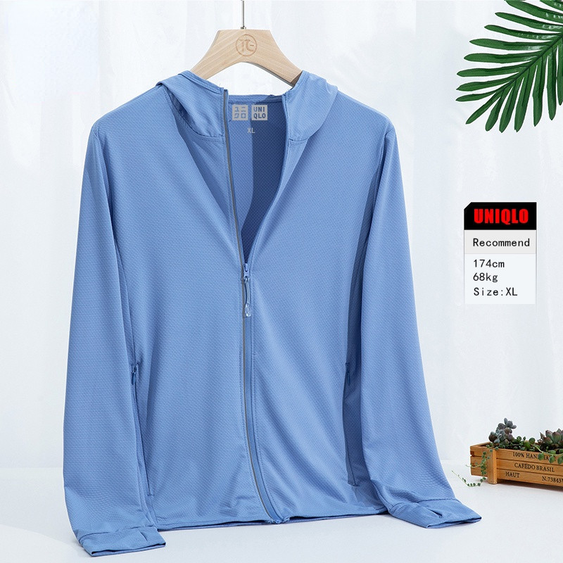 AIRism เสื้อโค้ทกันแดด มีฮู้ด ป้องกันรังสียูวี UPF50+ สําหรับชาย