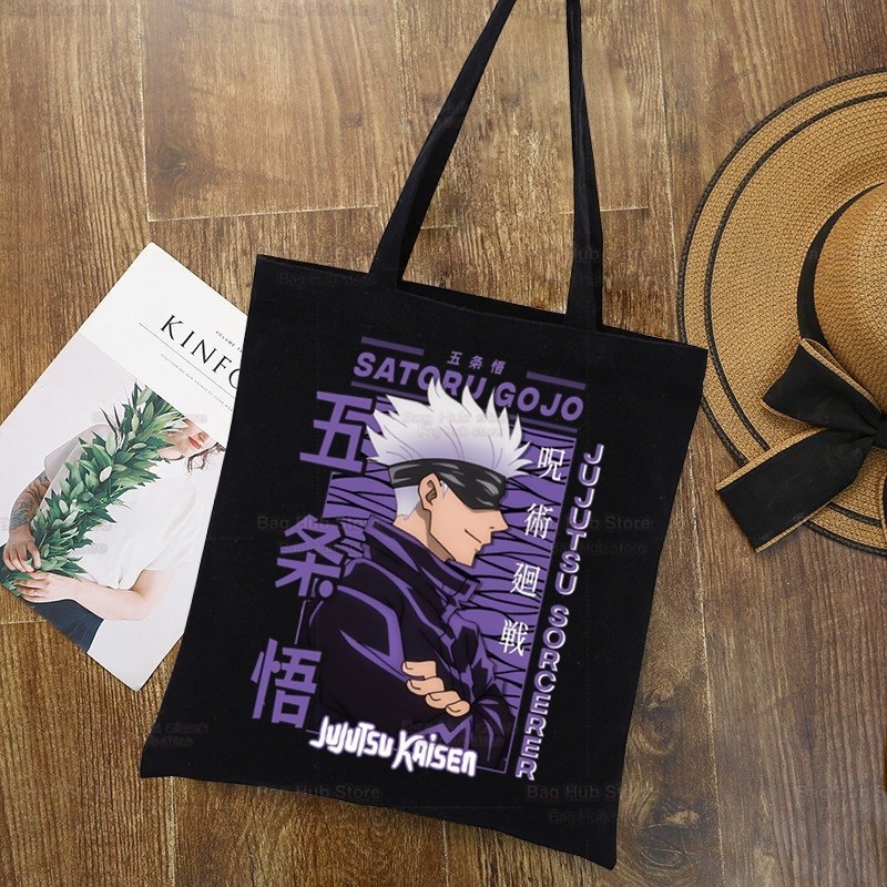 Jujutsu Kaisen การ์ตูนช้อปปิ้งผ้าใบกระเป๋า Ryomen Sukuna Itadori Yuji Shopper กระเป๋า Okkotsu Yuta Gojo Satoru กระเป๋าสะพาย AAP3