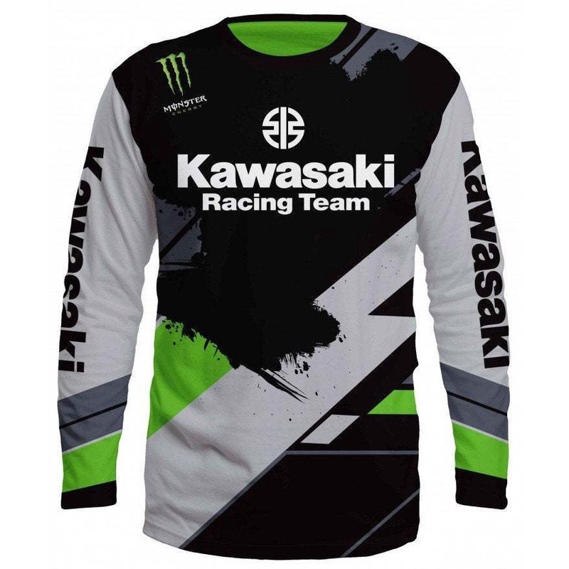 KAWASAKI ที่ไม่ซ้ํากัน3งเสื้อยืดพิมพ์แขนยาวคาวาซากิแข่งทีมคาวาซากินินจา