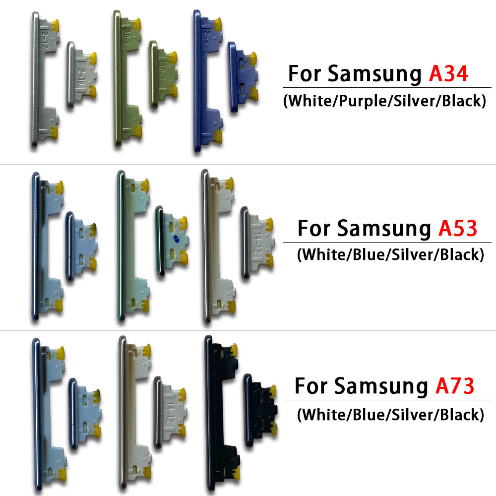 ใหม่ด้านข้างปุ่ม Power และ Volume ปุ่มซ่อมเปลี่ยนสําหรับ Samsung A33 5G A336B A34 A53 A73