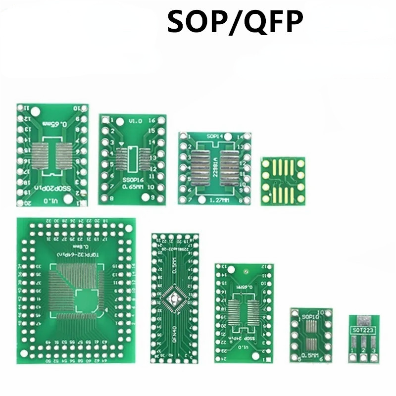 Sop อะแดปเตอร์ SOP8 SOP10 SOP16 SOP28 TQFP QFN56 QFN64 บอร์ดทดสอบ IC PCB บอร์ดสีเขียว 0805FP 0402 Pa