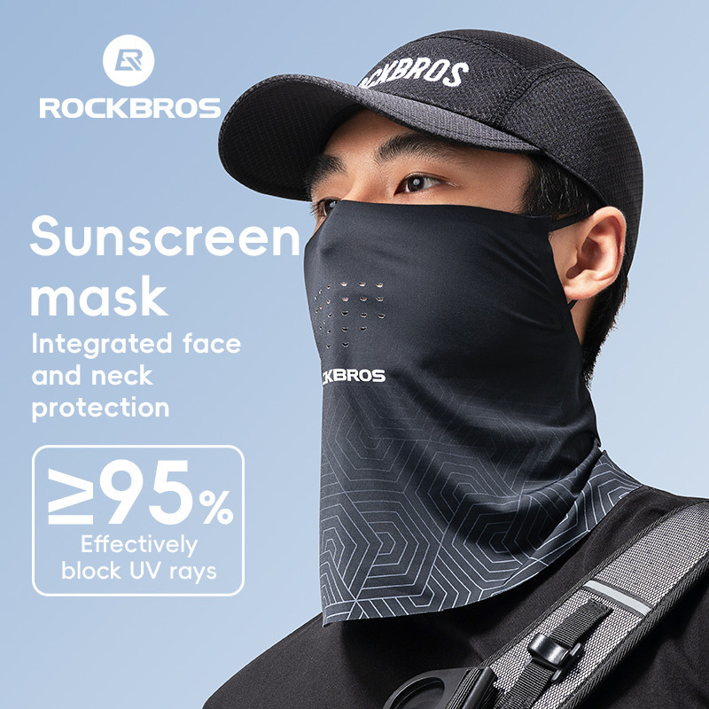 【TH Delivery】ROCKBROS ผ้าน้ำแข็งบันดาน่าซันบล็อคหน้ากากป้องกันรังสี UV กีฬากลางแจ้งอุปกรณ์สำหรับผู้ชาย และผู้หญิง