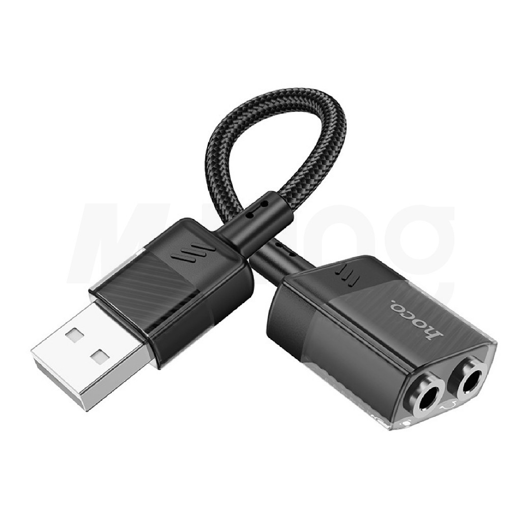 HOCO LS37 สายแปลง ตัวแปลงเสียงเป็น USB to 3.5mm 2in1 USB External Sound Card รองรับอุปกรณ์ทุกรุ่น