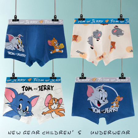 กางเกงในเด็กชายผ้าฝ้ายแท้ a-Class Cotton Boxer Summer Thin Mens Boxer Shorts Student Cartoon Youth Pants