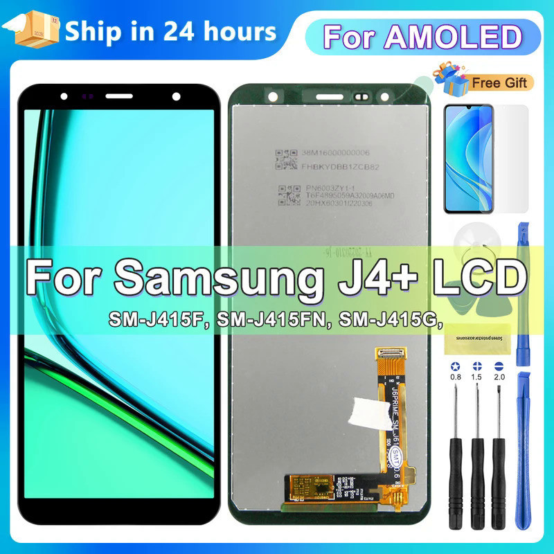 6.0 หน้าจอสําหรับ J4 J415 พร้อมกรอบ,สําหรับ Samsung J4 + 2018 J4 Plus J415 J415F J410 จอแสดงผล Lcd D