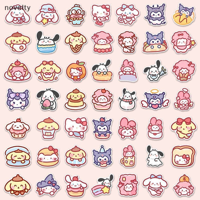 Nly 100 ชิ้น/ถุงน่ารักการ์ตูน Sanrio สติกเกอร์ My Melody Kuromi กระเป๋าถือสติกเกอร์ตกแต่ง Cinnamoroll เด็กของขวัญสติกเกอร์ N