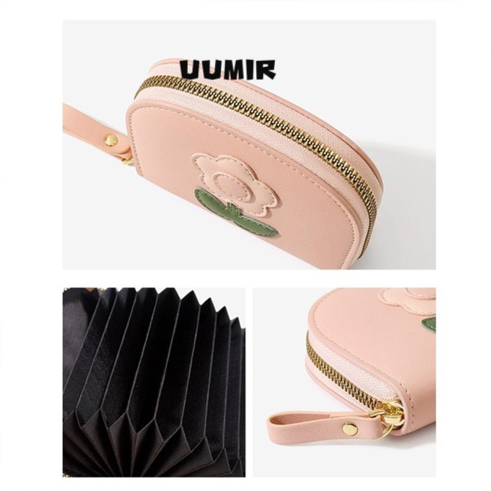 UUMIR กระเป๋าใส่เหรียญดอกไม้ลายดอกไม้กระเป๋ามินิหลายช่องของขวัญ ปู่ ซิปกระเป๋าเงิน