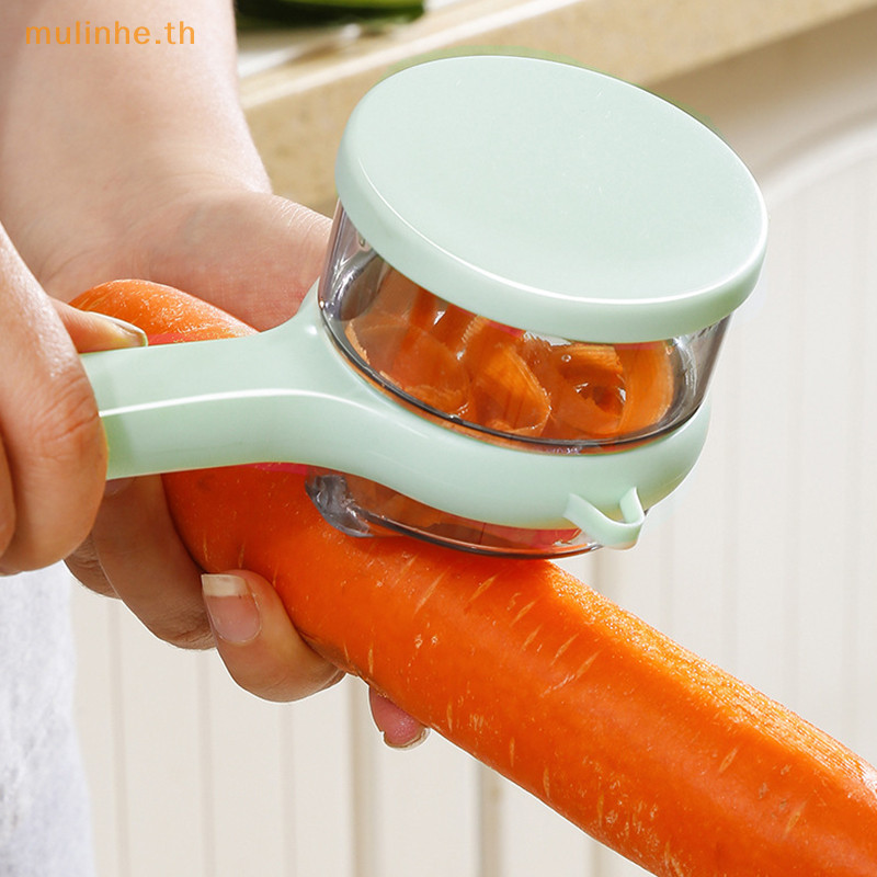 Mulinhe Peeler พร้อมกล่องเก็บผัก Peeler ความจุขนาดใหญ่ครัว Peeler ใบมีดสแตนเลสสําหรับ Apples Pears มันฝรั่งแครอท TH