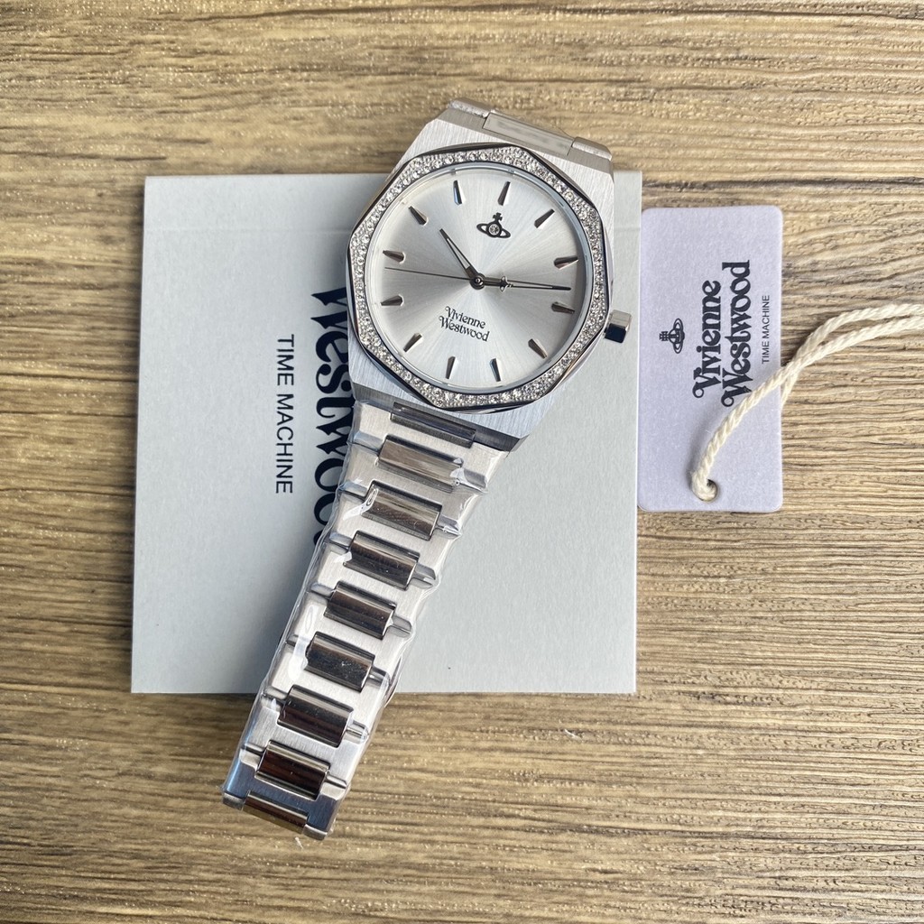 Vivienne westwood White Moon Aperture Diamond Watch 34MM Box