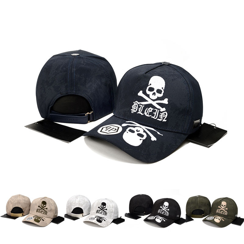 Philipp Plein Skull เย็บปักถักร้อยรูปแบบ 2024 ใหม่แฟชั่นหมวกเบสบอล Sun ปรับได้