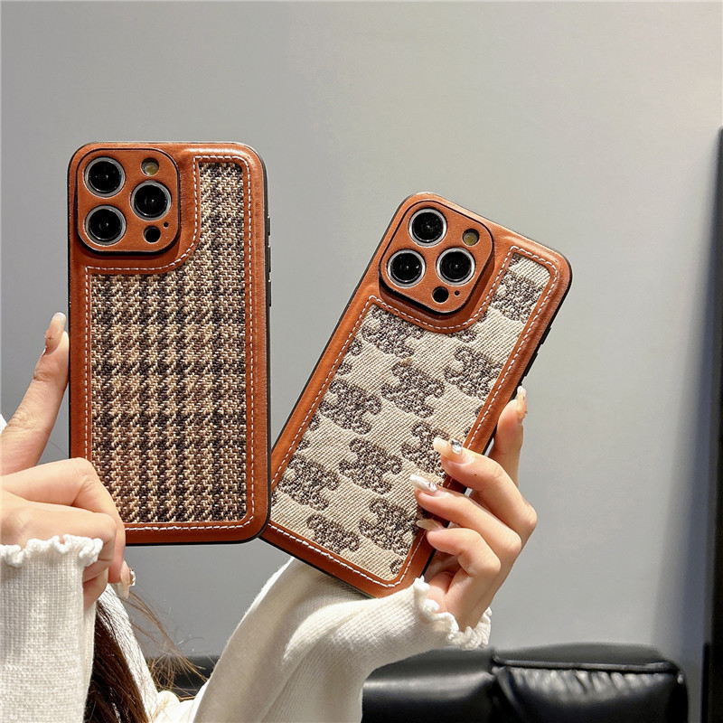 ผ้าใหม่ใช้กับ iphone 14 15promax เคสมือถือแฟชั่นแบรนด์ iphone13pro เคสป้องกันหนังเต็ม 11 12 14plus 15plus พันนก 13 Case
