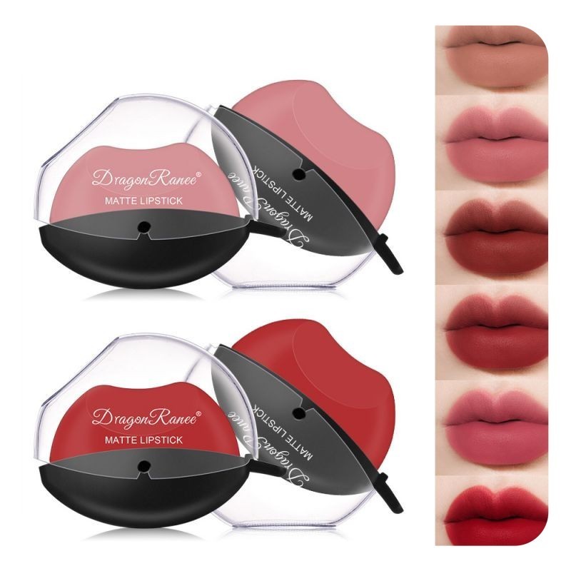 Lazy Lip Shape ลิปสติกลิปสติกไม่ง่ายที่จะจางหาย Matte แต่งหน้า Matte Big Red Nude สีชมพู Long-Lasting Moisturizing แต่งหน้า Matte Dragon Ranee