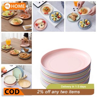 6/12pcs/set Plastic Plate Wheat Straw Round Plastic Tableware Saucer Plate Dried Fruit Snack Plate Snack Fruit Dish