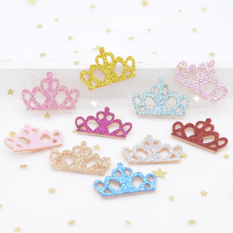 40 ชิ้น Glitter Felt เบาะ Applique Crown ผ้าแพทช์สําหรับหัตถกรรมเสื้อผ้างานแต่งงาน DIY คลิปโบว์ Scrapbooking อุปกรณ์เสริม