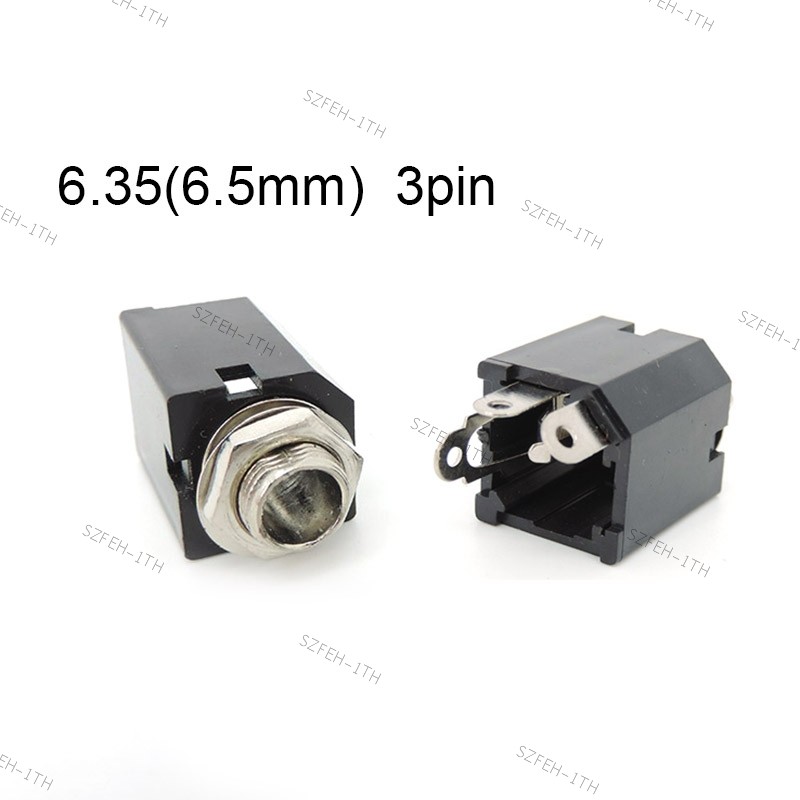 2 PC PJ-612A 3Pin 6.35 มม.6.5 mono หญิง power Jack แผง Mount Solder Nut หูฟังเชื่อมต่อซ็อกเก็ต 1/4 น