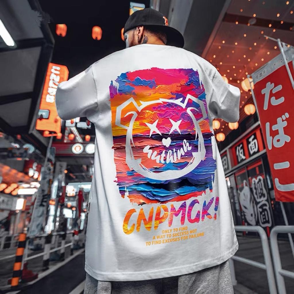 Flash Sale เสื้อยืดสำหรับผู้ชาย ผ้าฝ้าย 100% คอกลม ไม่มีริ้วรอย เสื้อยืดโอเวอร์ไซส์ ไม่หดตัว สวมใส่สบาย พิมพ์ "CNPMGK!"