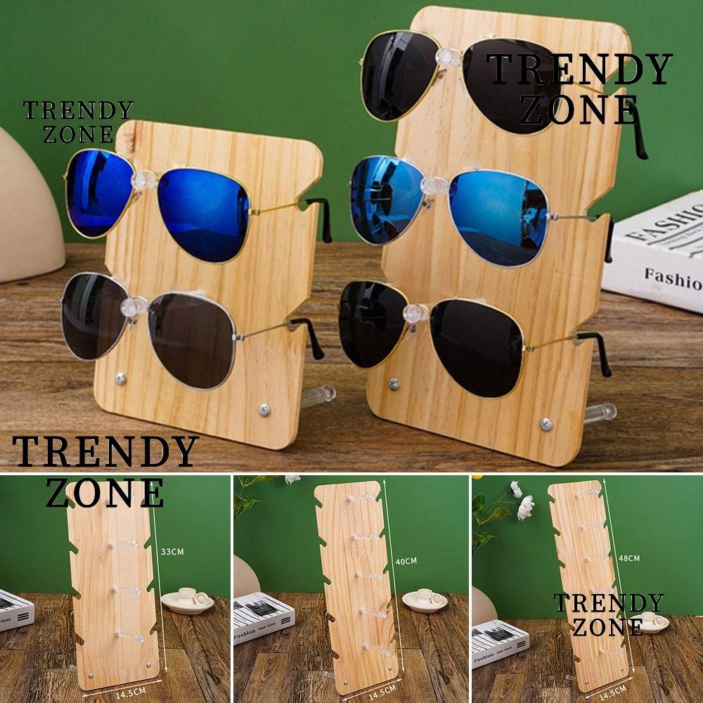 Trendyzone ขาตั้งไม้เนื้อแข็งตู้โชว์แสดงชั้นวางแว่นกันแดดที่ทนทาน