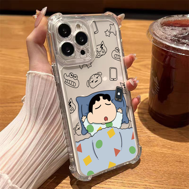 นิ่มกันกระแทกเคสโทรศัพท์ เคสสำหรับ เคส iphone 11 เคสไอโฟน 13 14 15 12 XR 7 8 6 Plus X XS 15 Pro MAX สลีปเครยอนชินจัง