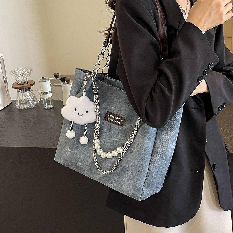 JIXIN กระเป๋า stand oil ล่าสุดปี 2024 กระเป๋าถือ ins gentlewoman NJ52GR