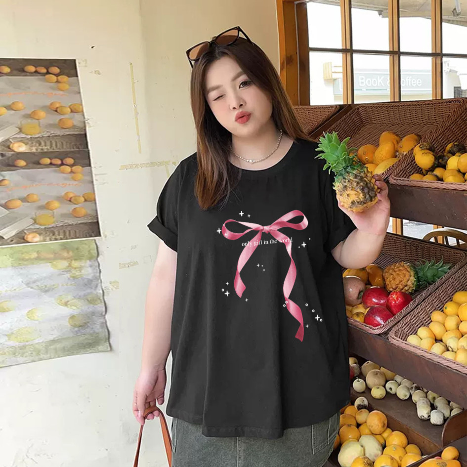 TeddyTee พร้อมส่ง เสื้อยืด ผ้าคอตตอน100% โอเวอร์ไซส์ สำหรับสาวอวบ พลัสไซส์ ไซส์ใหญ่ พรางหุ่น มินิมอล ลาย"ONLY GIRL"