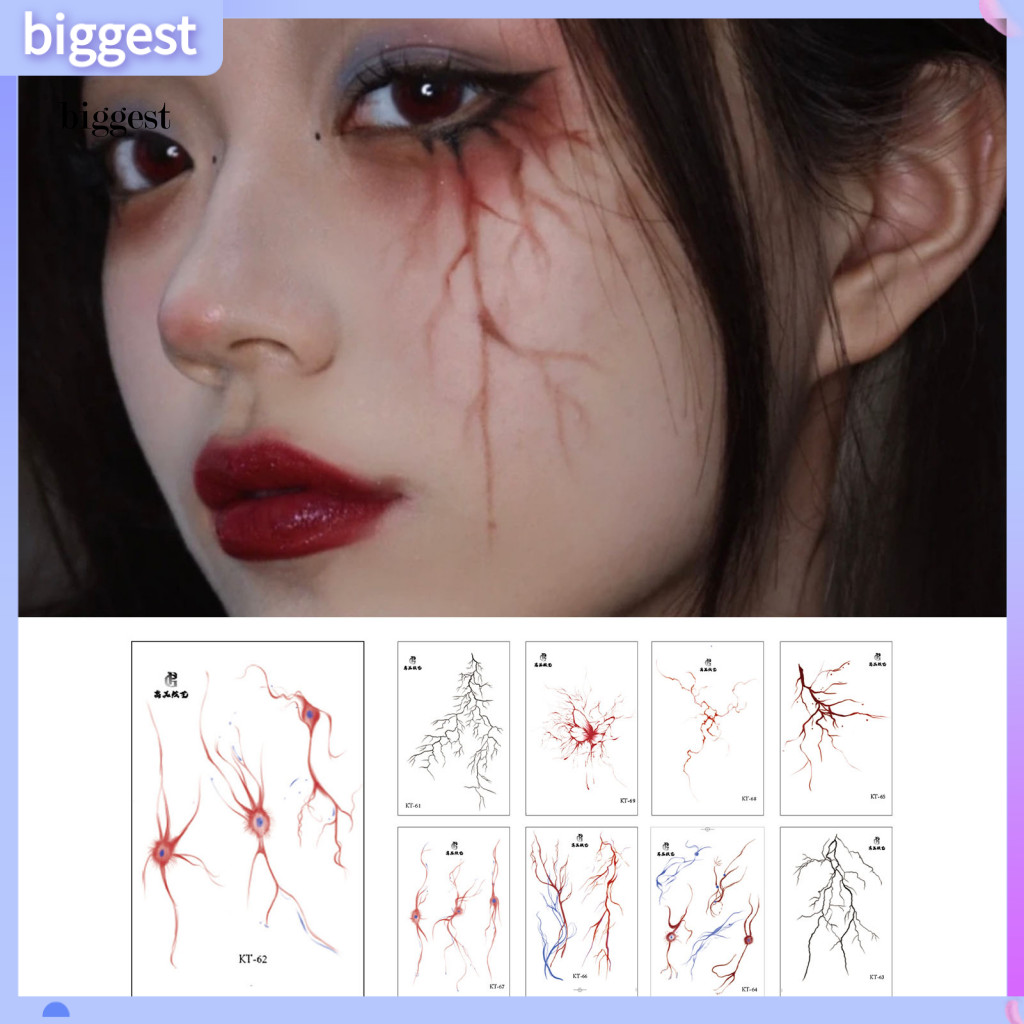 Bgt ชั่วคราวฮาโลวีน Tattoos ฮาโลวีน Party Tattoos Spooky ฮาโลวีน Bloodshot ชั่วคราว Tattoo สติกเกอร์กันน้ํารอยสักปลอมสําหรับตกแต่งงานปาร์ตี้ใช้งานง่าย
