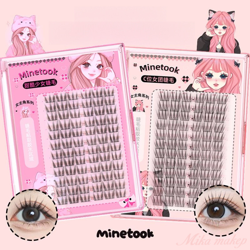 MINETOOK ขนตาปลอม Trilogy ธรรมชาติคลัสเตอร์เดี่ยวแบ่งส่วน