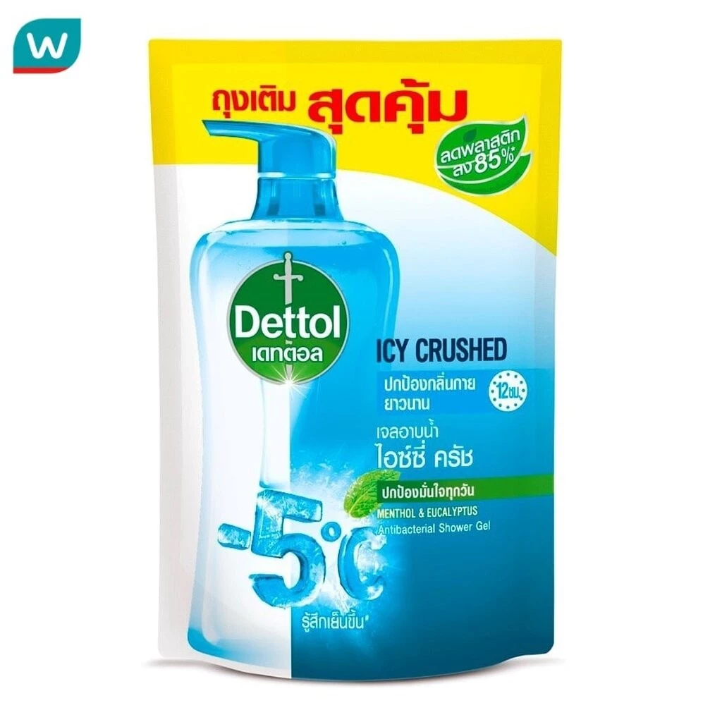 Dettol เดทตอล เจลอาบน้ำ ไอซ์ซี่ ครัช ชนิด ถุงเติม 370 กรัม เจลอาบน้ำ เย็นสบาย สดชื่น