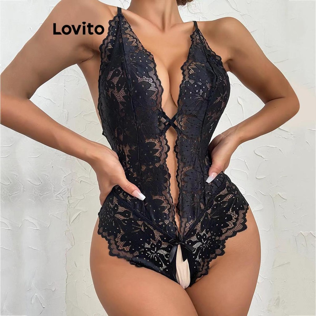 Lovito ชุดชั้นในเซ็กซี่ธรรมดาลูกไม้ด้านหลังชุดชั้นในเซ็กซี่สำหรับผู้หญิง LNL71028