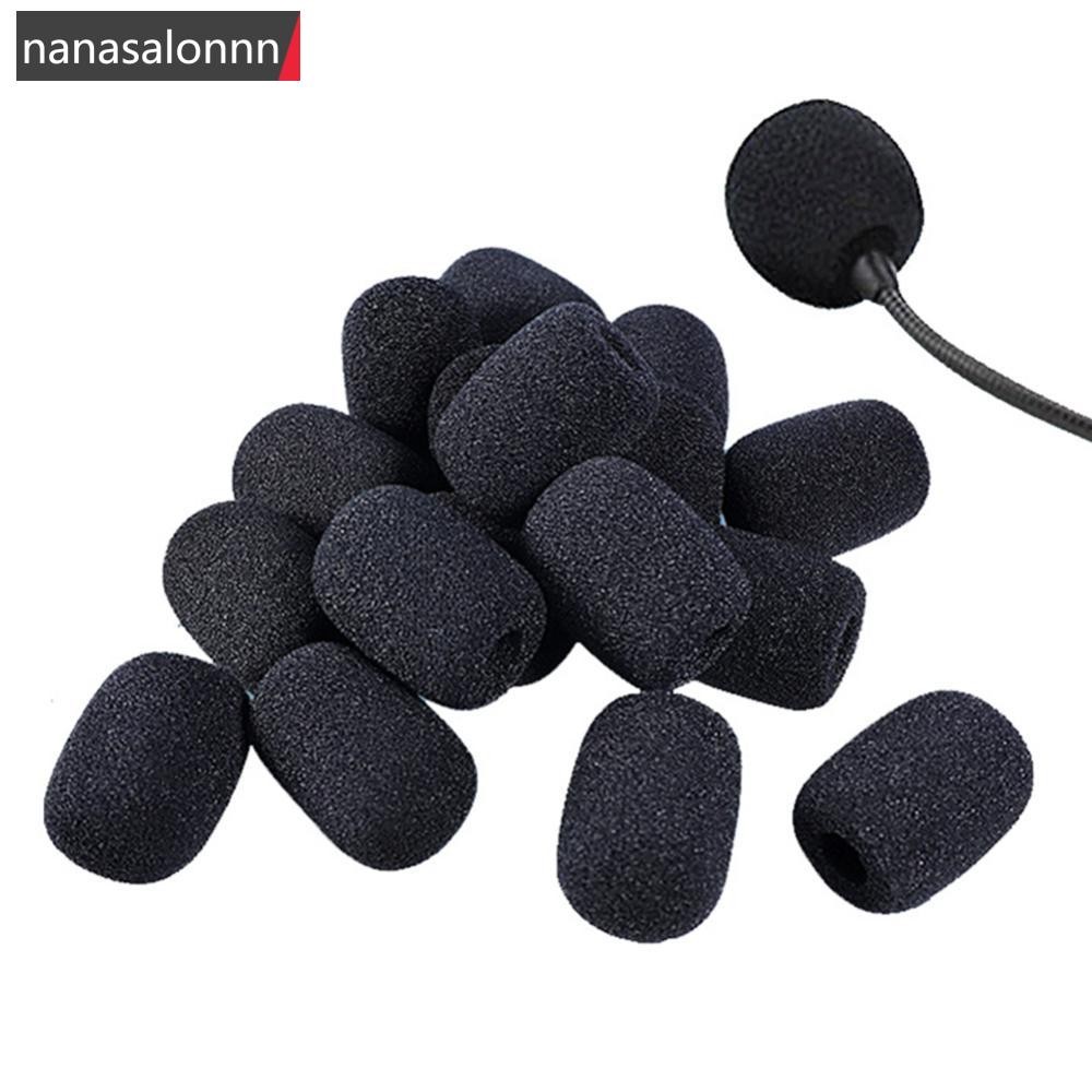 Nanasn| 10 ชิ้นสีดํา Mic Protector เปลี่ยนชุดหูฟังโฟมครอบคลุมกระจกกระจกฟองน้ําครอบคลุมไมโครโฟนสําหรับการประชุม Mic G7V1