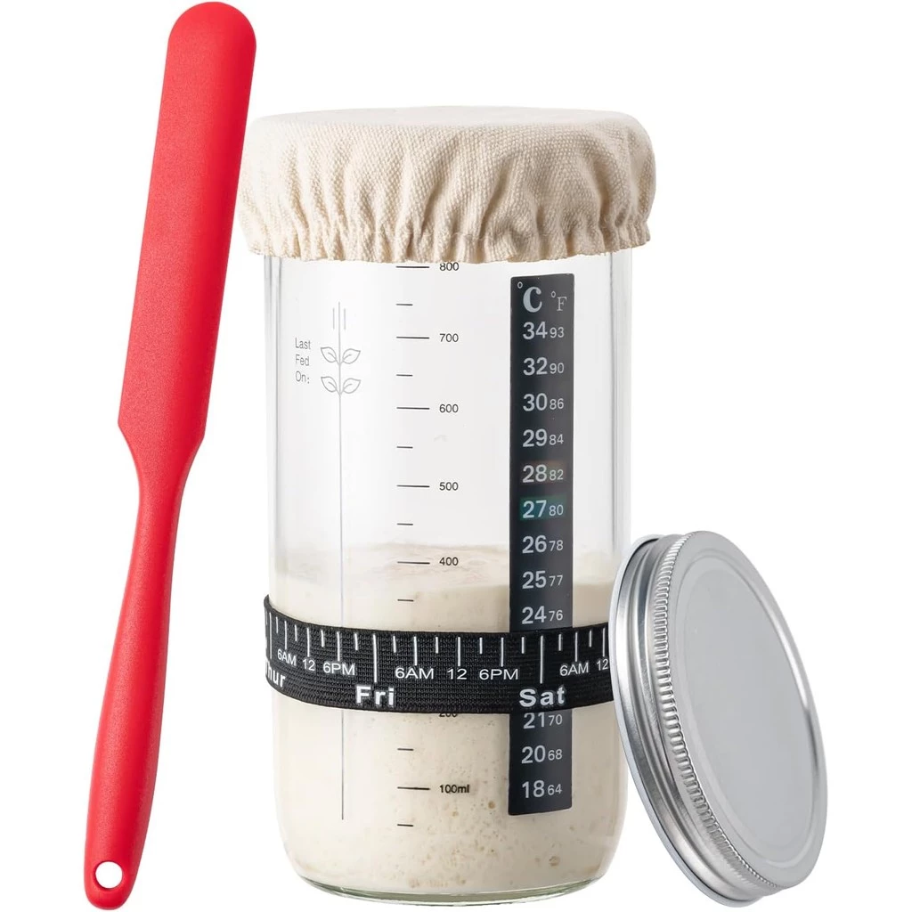 6Pcs/Set Sourdough Starter Kit 32oz / 1000ml Jar ชุดขวดโหลแก้วสตาร์ทเตอร์ โหลแก้วหมักแป้ง ครบชุด พร้อมใช้งาน•พร้อมส่งจากไทย•