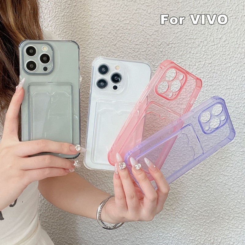 เคสใสสำหรับ สําหรับ VIVO Y11 Y12 Y15 Y16 Y17 Y20 Y12S Y21 Y33S Y15A Y01 Y02 Y22 Y35 Y36 Y100 การ์ดผู้ถือเคสซิลิโคนใส