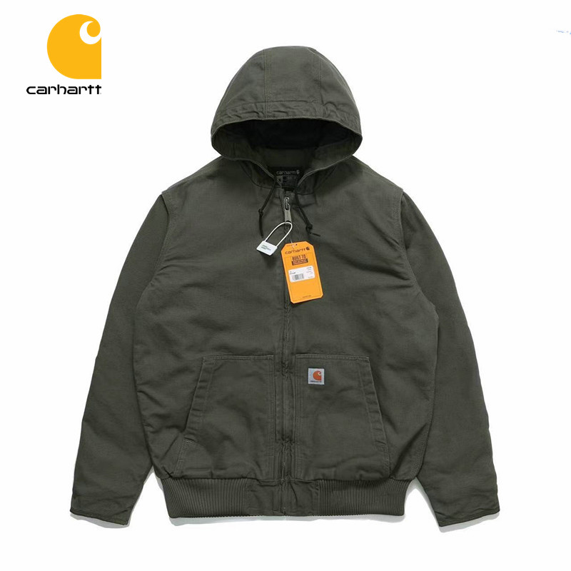 CARHARTT ปักโลโก้ คาร์ฮาร์ต 100%ต้นฉบับคู่ผ้าฝ้ายเบาะเสื้อผ้าลงแจ็คเก็ตเสื้อหนาวแจ็คเก็ตสําหรับผู้ชาย ยู นิสซ์ เสื้อคู่เสื้อบุ