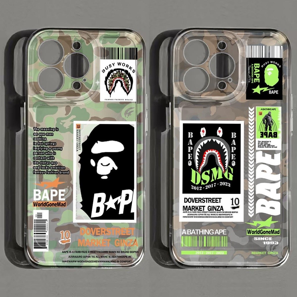 แฟชั่นทนทาน Bape สําหรับ iPhone 16 11 15 13 Pro Max โทรศัพท์มือถือกรณีพิมพ์ anti-fall สําหรับ iPhone 14 12 XR X XS Max 7 8 Plus SE20 โทรศัพท์มือถือกรณี