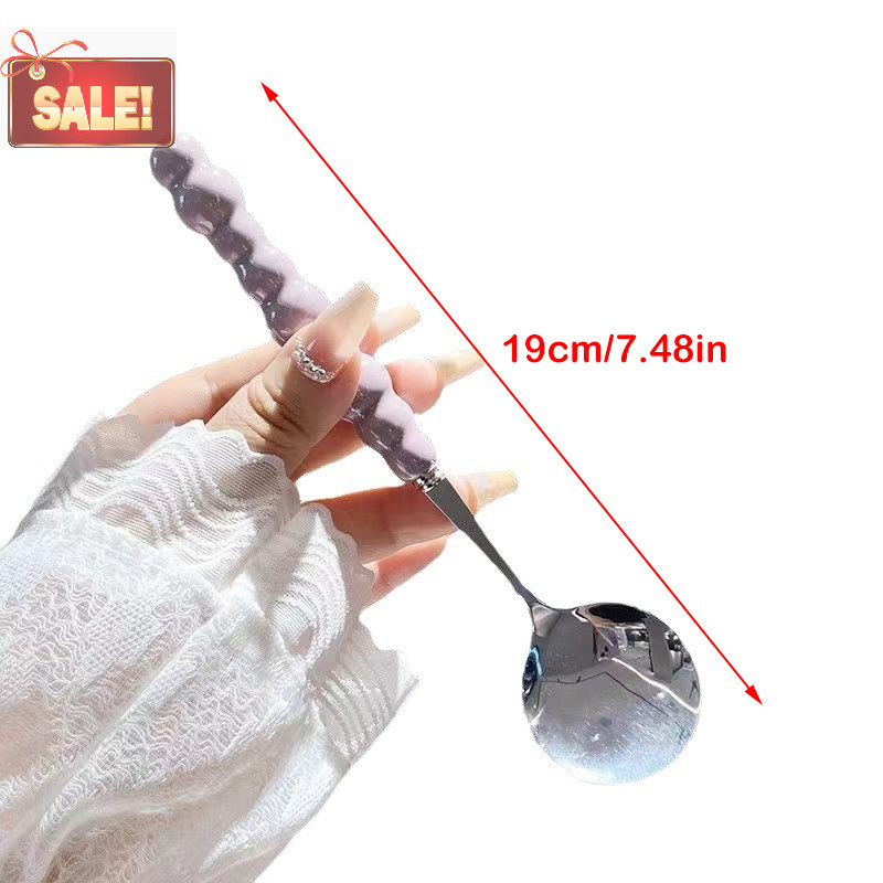 Bl Pearl Handle ช้อนสแตนเลสกวนช้อนไอศกรีมเค้กช้อนขนมหวานบาร์อุปกรณ์ครัว Party ช้อนส้อม Gadgets A - รูปที่ 3