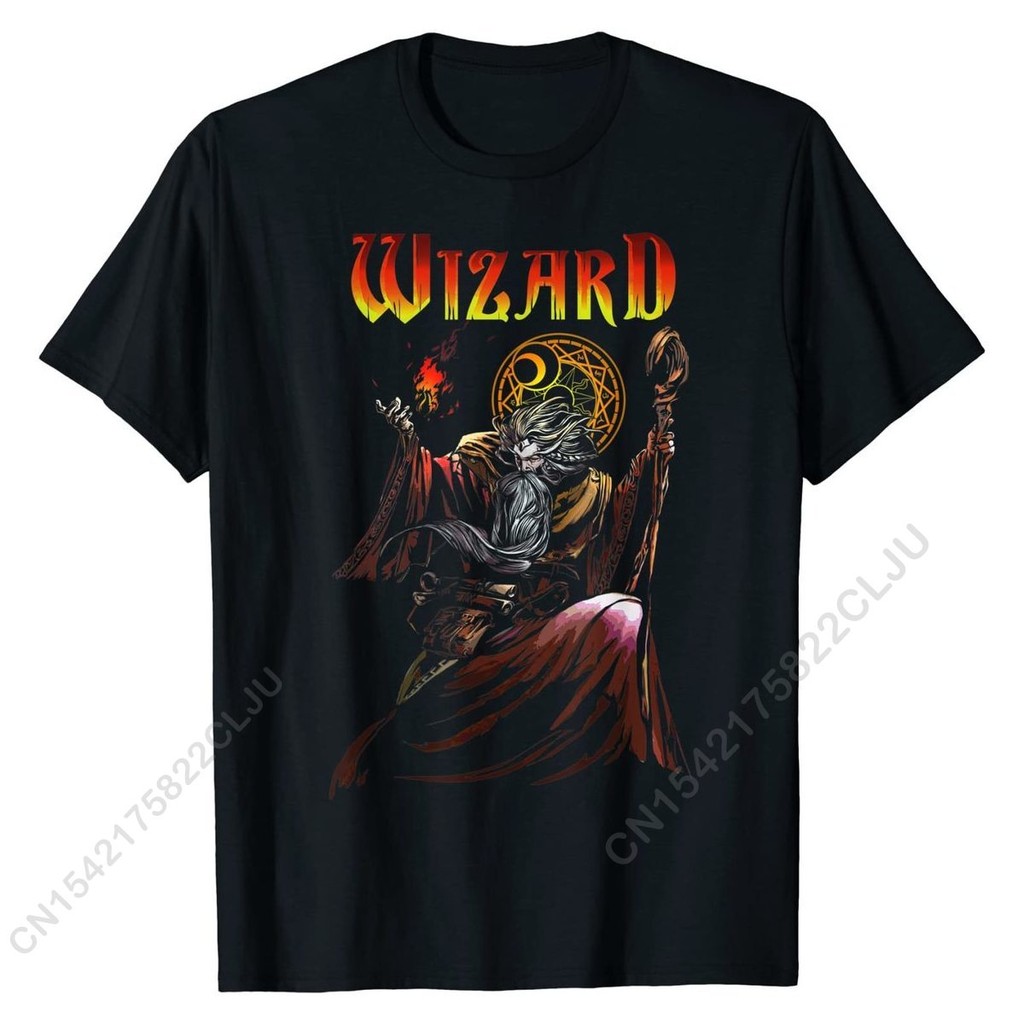 Wizard Magic สุดยอด RPG คอสเพลย์เล่นตามบทบาท Gamer เสื้อยืดผ้าฝ้ายผู้ชาย Tops เสื้อสําหรับชายตลกเสื้
