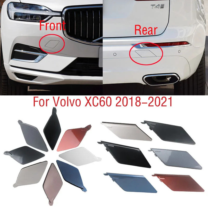 Moto22rสําหรับVolvo XC60 2018 2019 2020 2021 รถด้านหน้าด้านหลังกันชนTow Hook CoverหมวกTrailer Hauling Eyeฝาปิด