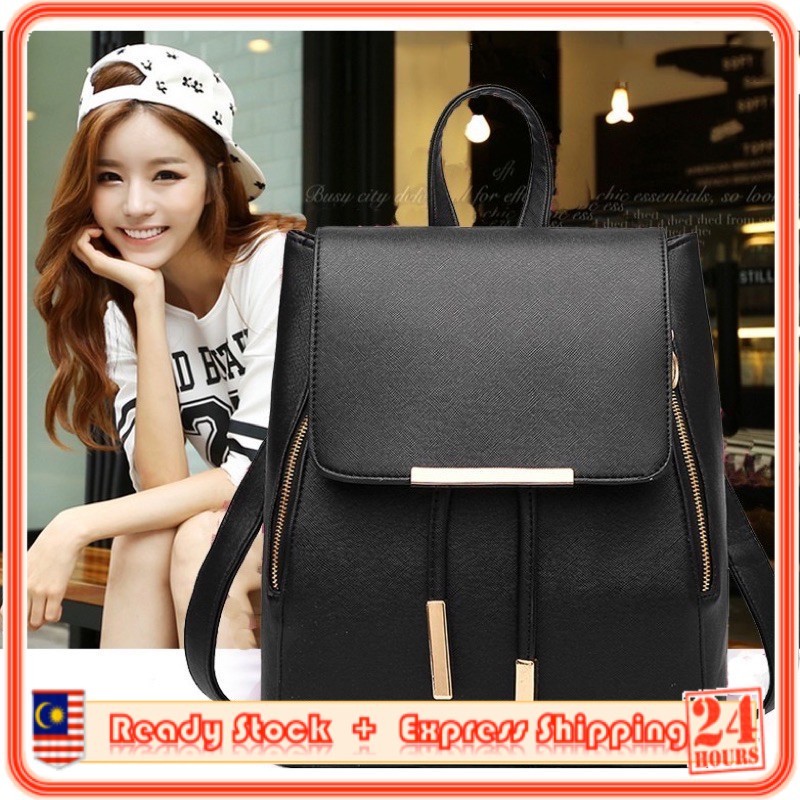 SIMPLICO ผู้หญิงกระเป๋าเป้สะพายหลังหนัง PU ผ้านวมลําลอง Rucksack กระเป๋า Handbeg Wanita (ประเภท 2)