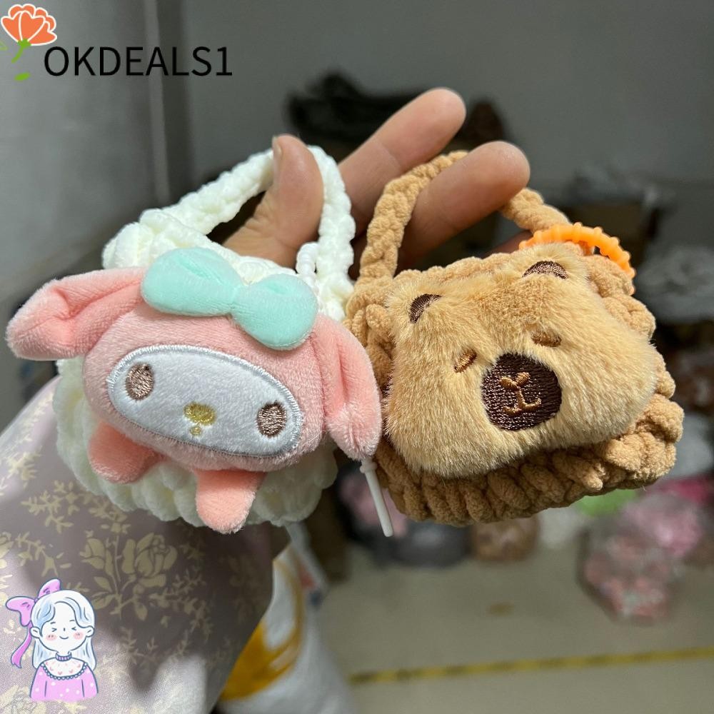 Dealshop กระเป๋าเก็บหูฟัง, กระเป๋าสตางค์ตุ๊กตาป้องกันน่ารัก, กล่องกระเป๋าใส่หูฟังแบบถักแบบพกพา