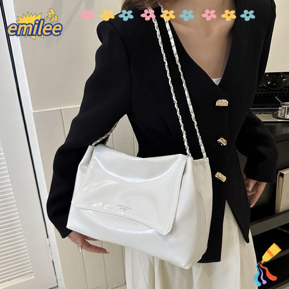 Emilee Tote Bag กระเป๋าสะพายความจุขนาดใหญ่สไตล์เกาหลีอินเทรนด์ PU All-match Shoppoing Bag ผู้หญิง