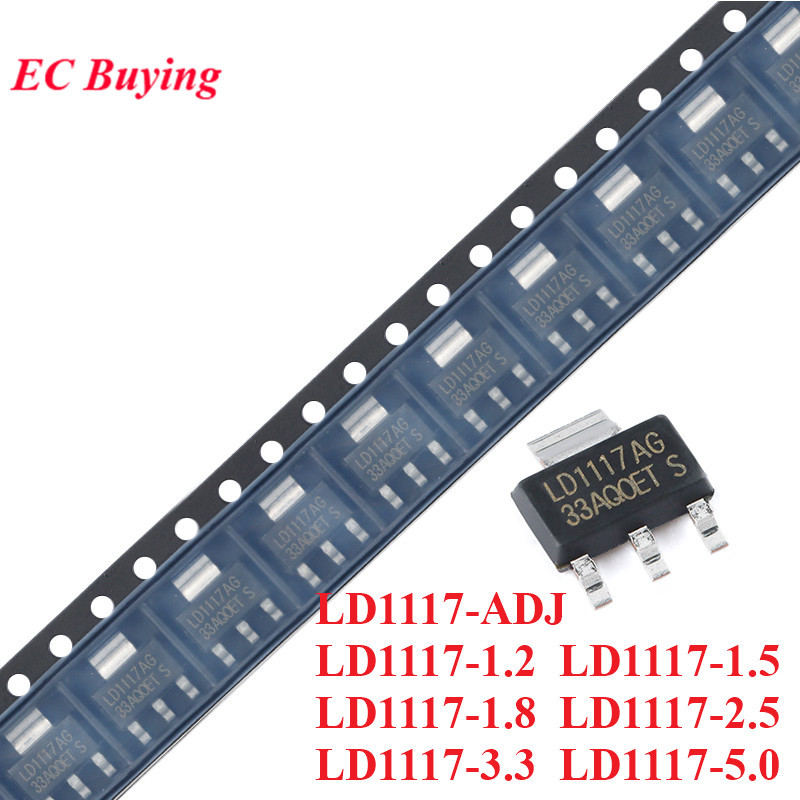 10pcs LD1117 LD1117AG 1.2 V/1.5 V/1.8 V/2.5 V/3.3 V/5.0 V 1A LD1117-1.2 LD1117-1.8 LD1117-3.3 LD1117