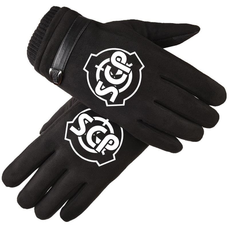 Scp Foundation Glove Anime Peripheral Mask ผ้าพันคอผู้ชายและผู้หญิงบวกกำมะหยี่ครึ่งนิ้วให้ความอบอุ่นเต็มนิ้วสองมิติ