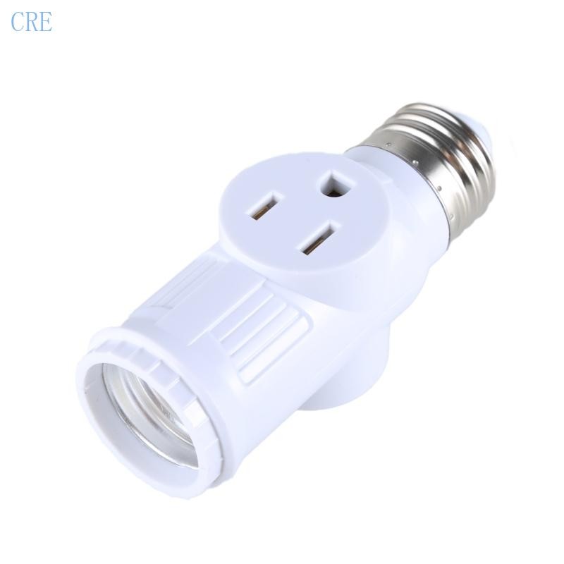 Cre ซ็อกเก็ตไฟพร้อมปลั๊กอะแดปเตอร์ E26 E27 หลอดไฟ 2 Prong 3 Prong Outlet Plug สําหรับกลางแจ้งในร่มใช้สายไฟที่ต้องการ
