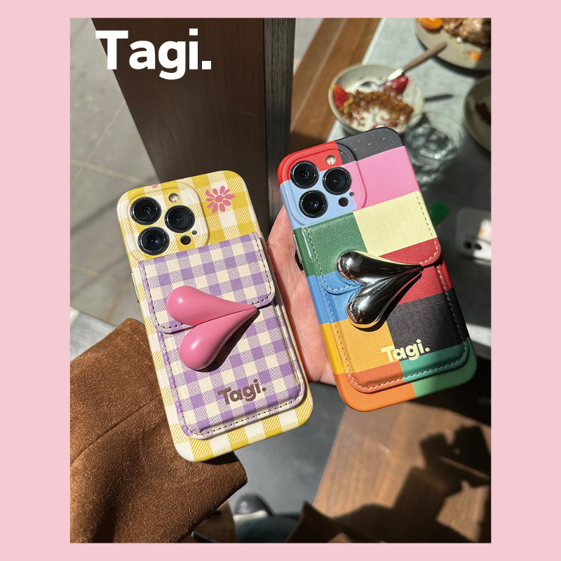 [Ready-Store] Tagi Case เคสโทรศัพท์มือถือ Magnetic with 3D Love Holder Leather Phone Case Magnetic Card Holder Anti-Fall IPhone 13/14/15 Pro Max