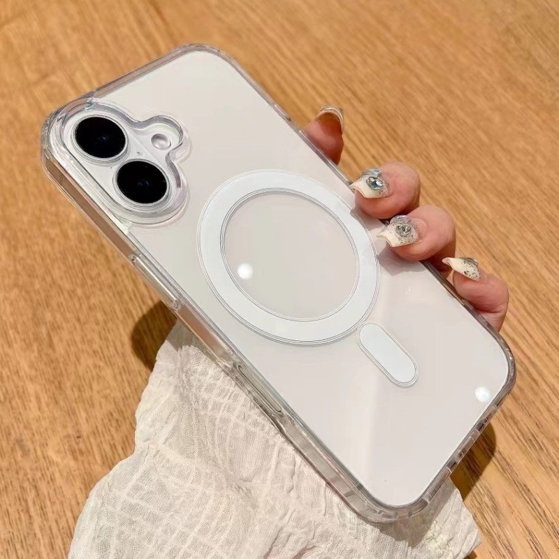 เคสโทรศัพท์แม่เหล็กโปร่งใส สําหรับ iPhone 16 15 14 13 12 11 Pro Max 16 Plus 13 Mini 7 8 Plus SE 2020 2022 กันกระแทกอะคริลิคปกแข็ง