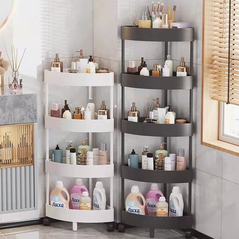 Win ของพลาสติก ชั้นวางของในห้องน้ำ ชั้นวาง4 ชั้น ของในห้องคมีล้อเลื่อน ของ 3 เข้ามุม