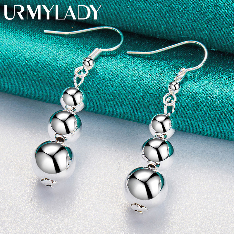 Urmylady 925 เงินสเตอร์ลิงสามบอลต่างหูผู้หญิงงานแต่งงานเครื่องประดับแฟชั่น
