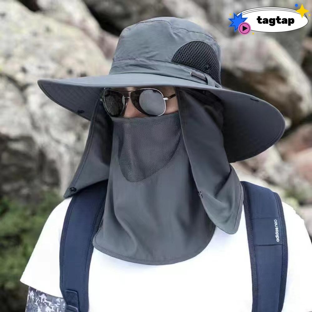 Tagtap หมวกกันแดด, 360 องศาป้องกันรังสียูวีหมวกทํางานการเกษตร,แฟชั่นระบายอากาศที่ถอดออกได้ใบหน้าหมวกชายหาดปีกกว้างฤดูใบไม้ร่วง