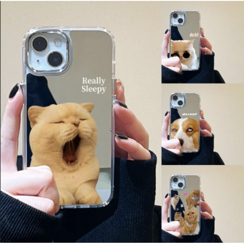 กระจกเงา iPhone case มีกระจก for iPhone 11 17 Pro Max 14 15 12 Pro Max 11 17Air เคสไอโฟน ลายแมวและสุนัข