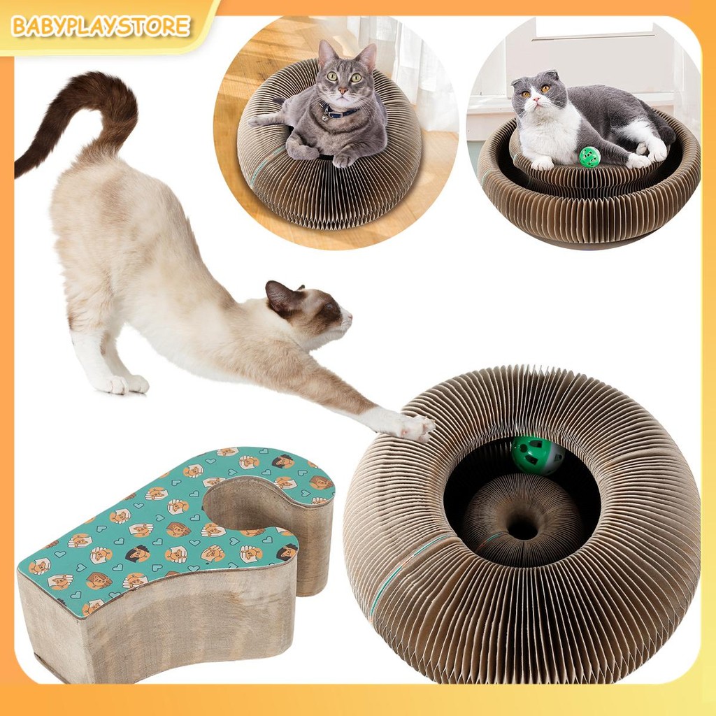 Magic Organ Cat Scratching Board Cat Scratcher พร้อมของเล่นลูกบอลพับและ Cat Scratcher โซฟาที่ลับเล็บแมว ที่ฝนเล็บแมว ที่ลับเล็บแมว ของเล่นน้องแมว SHOPQJC5245